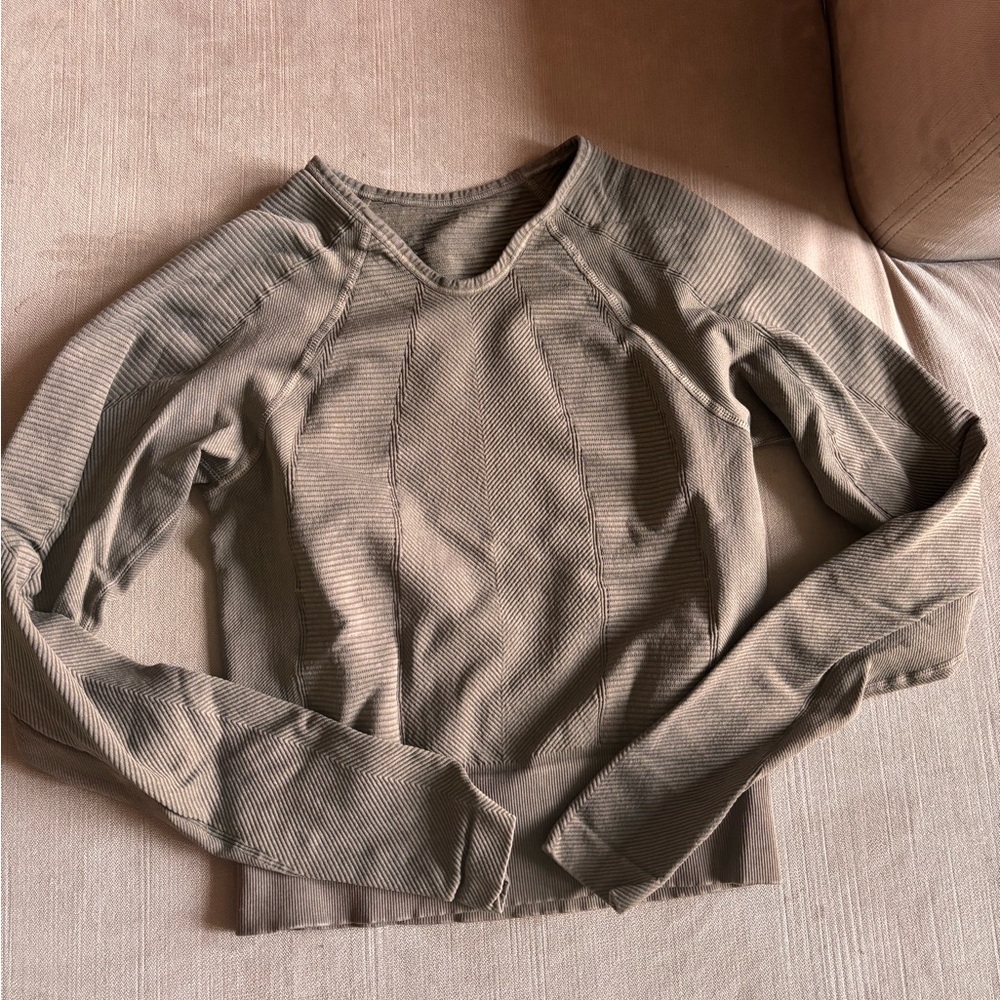 NUX Tan Long Sleeve Tee Soft Relaxed Fit